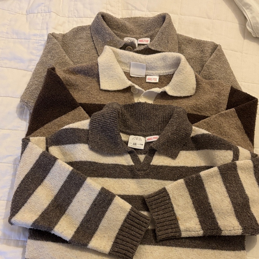 Zara Brown and Cream Polo Sweater Trio